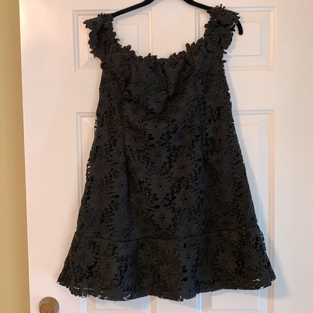 AUXO collection XXL black lace over lining mini dress